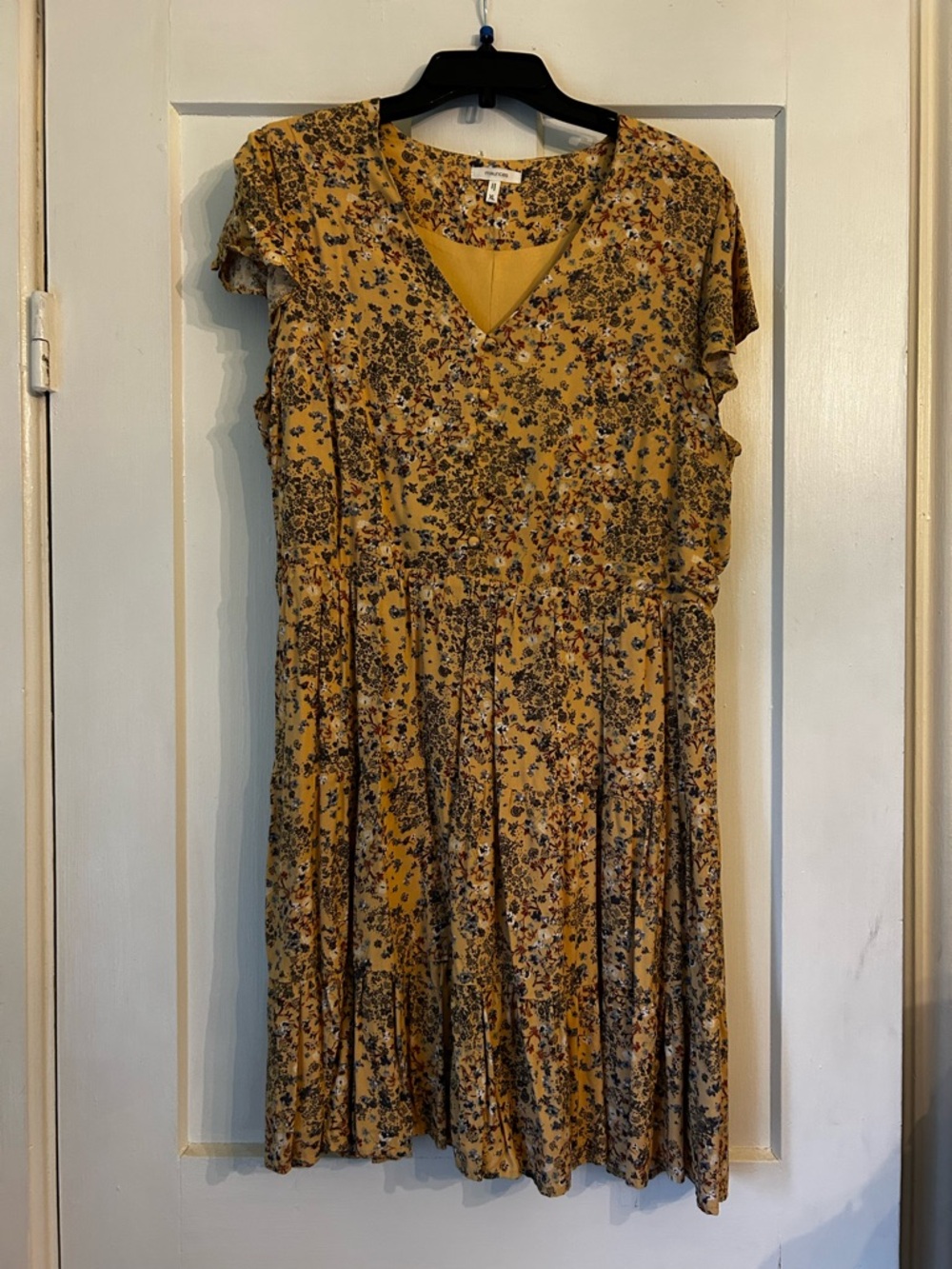 Maurice’s Mustard Floral V-Neck Women’s Dress